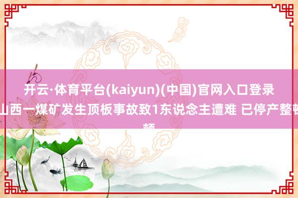 开云·体育平台(kaiyun)(中国)官网入口登录 山西一煤矿发生顶板事故致1东说念主遭难 已停产整顿