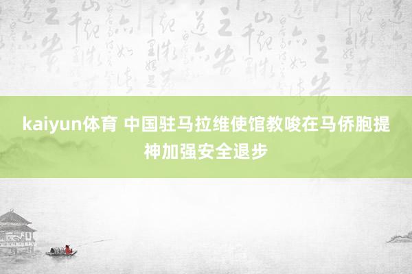 kaiyun体育 中国驻马拉维使馆教唆在马侨胞提神加强安全退步